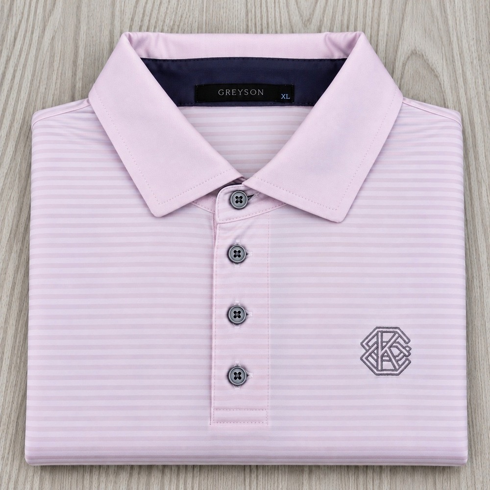 Greyson Polo Shirt Mens XL Pink Striped Short Sleeve Golf Performance Preppy EUC